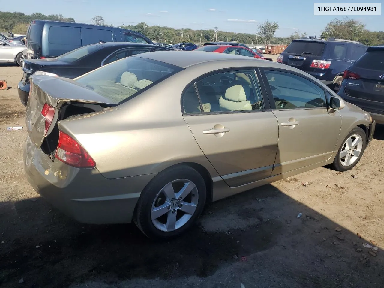 2007 Honda Civic Ex VIN: 1HGFA16877L094981 Lot: 74944264