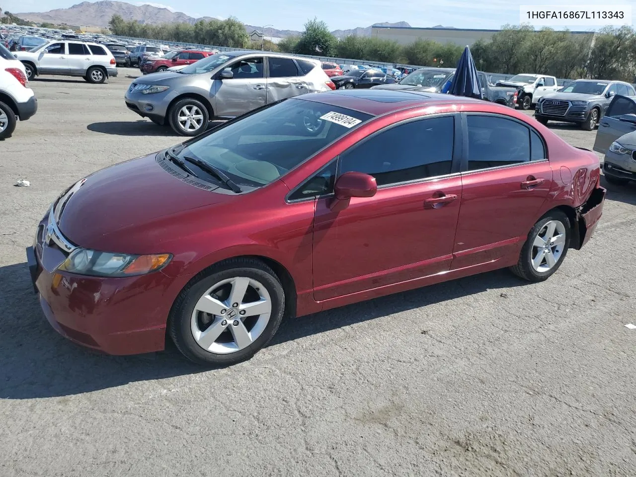 2007 Honda Civic Ex VIN: 1HGFA16867L113343 Lot: 74999104