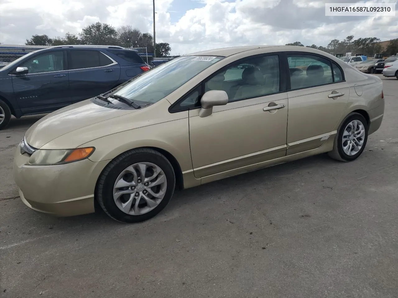 2007 Honda Civic Lx VIN: 1HGFA16587L092310 Lot: 78628824