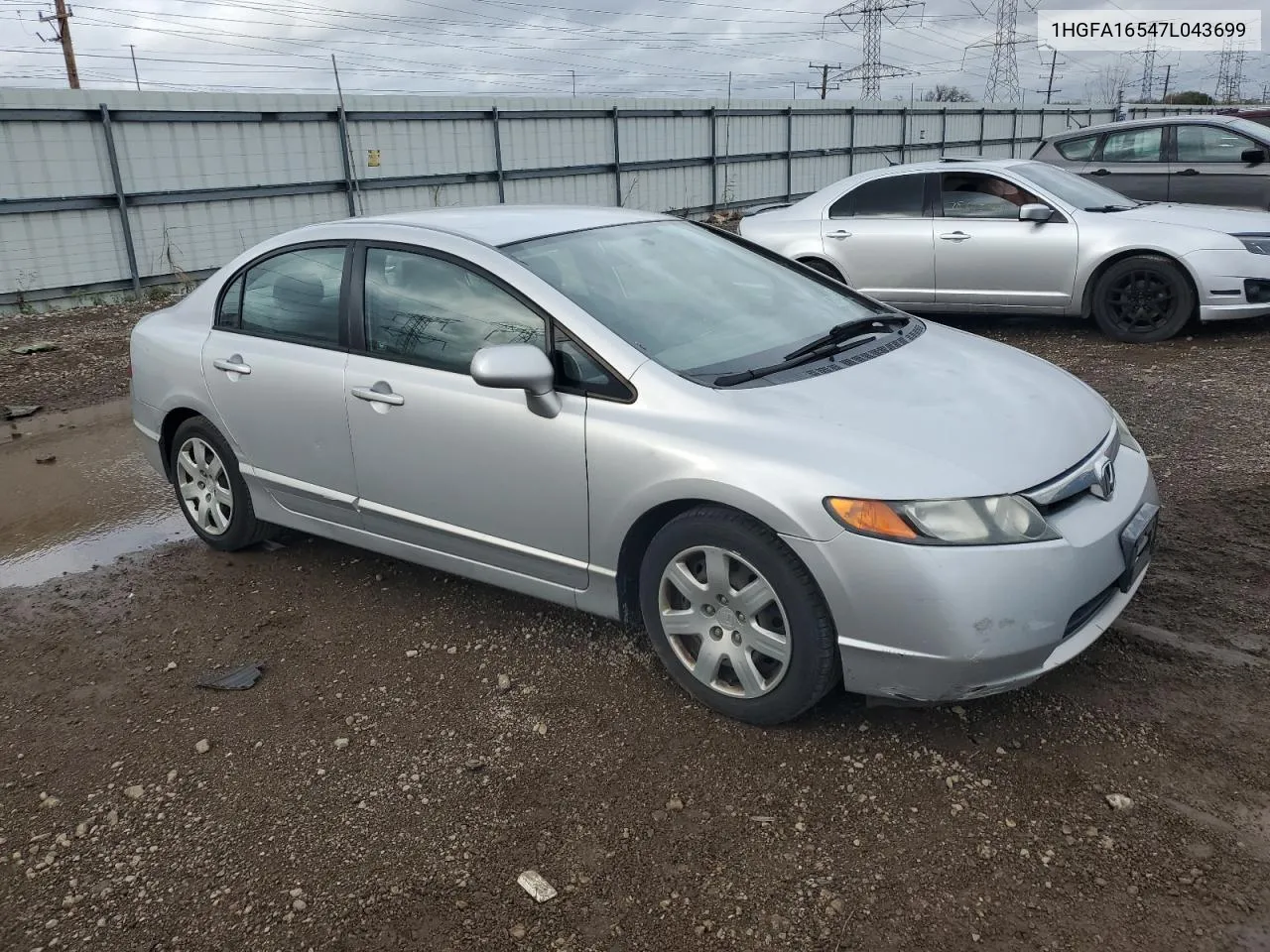 2007 Honda Civic Lx VIN: 1HGFA16547L043699 Lot: 78825444