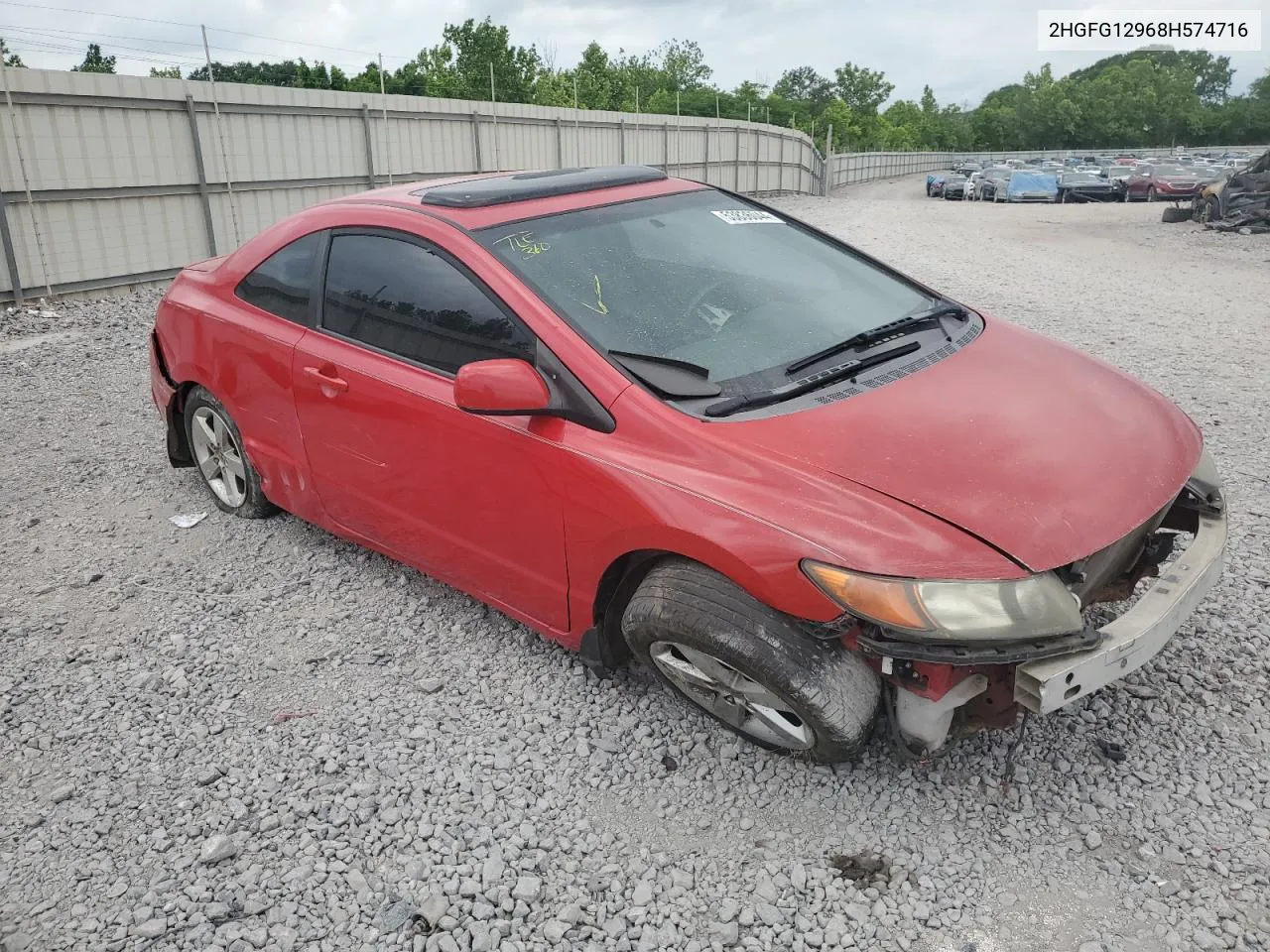 2008 Honda Civic Exl VIN: 2HGFG12968H574716 Lot: 53836044