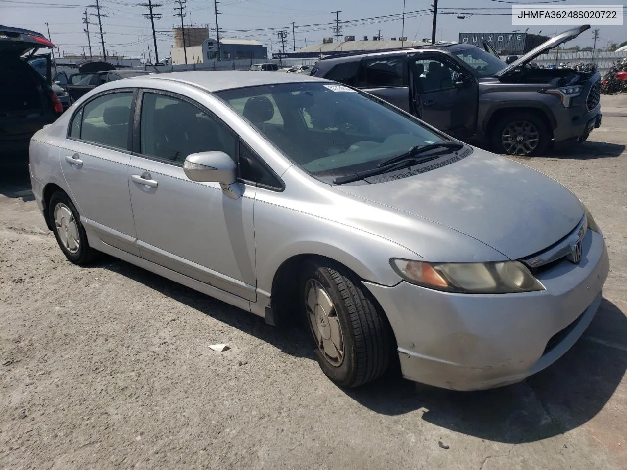 2008 Honda Civic Hybrid VIN: JHMFA36248S020722 Lot: 57174834