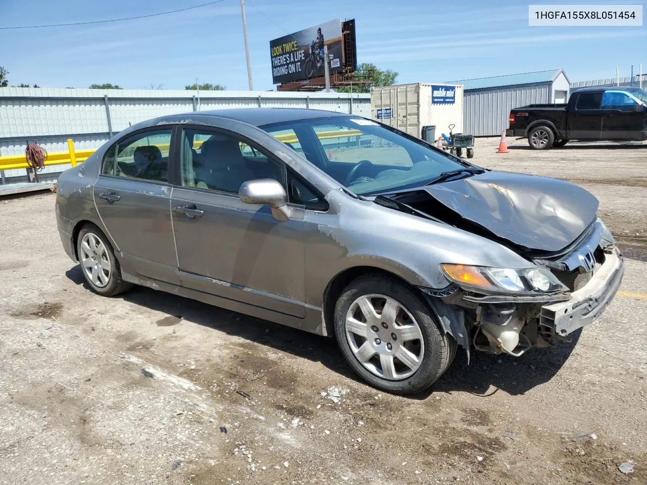 2008 Honda Civic Lx VIN: 1HGFA155X8L051454 Lot: 57671364