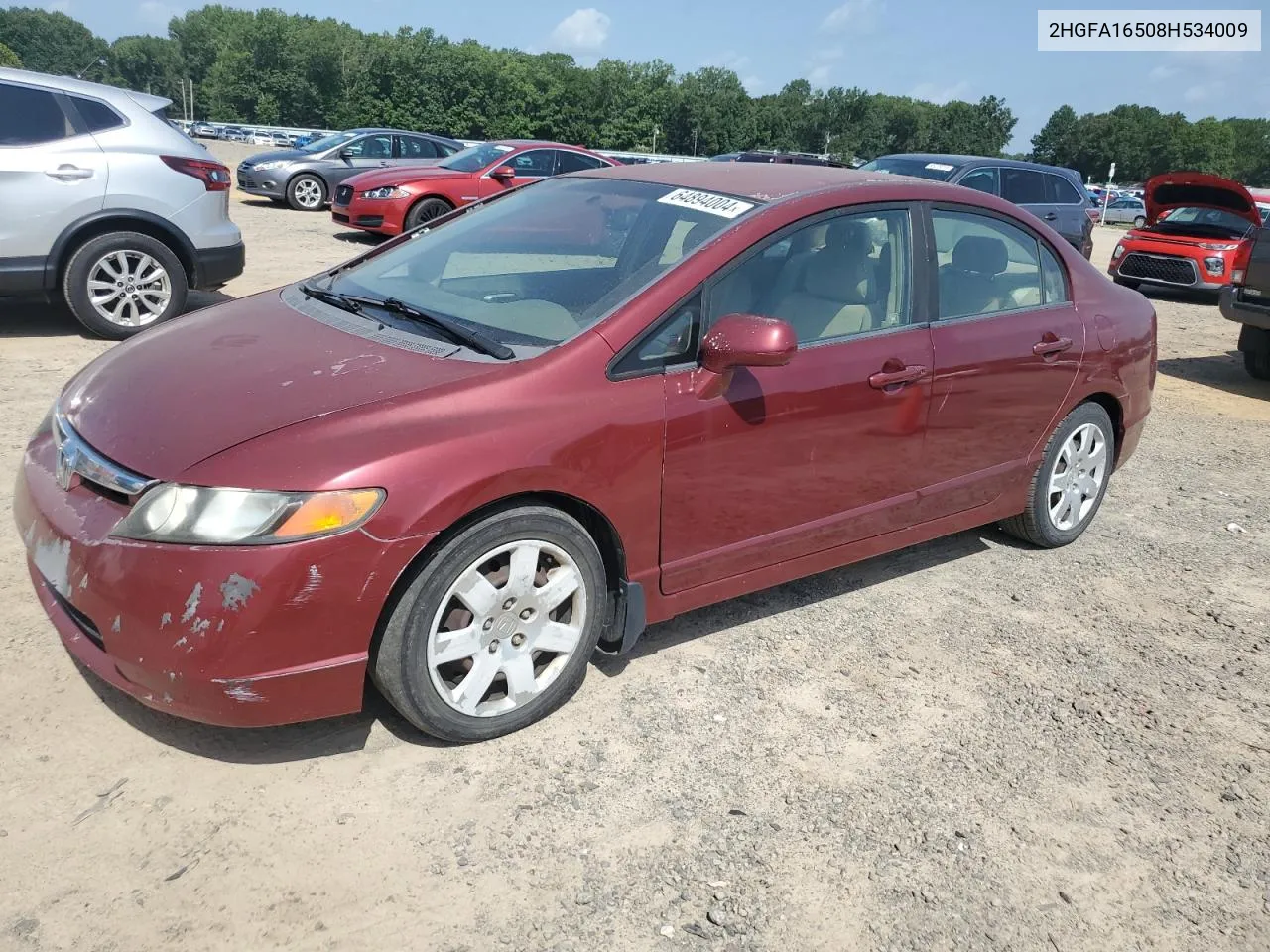 2008 Honda Civic Lx VIN: 2HGFA16508H534009 Lot: 64894004