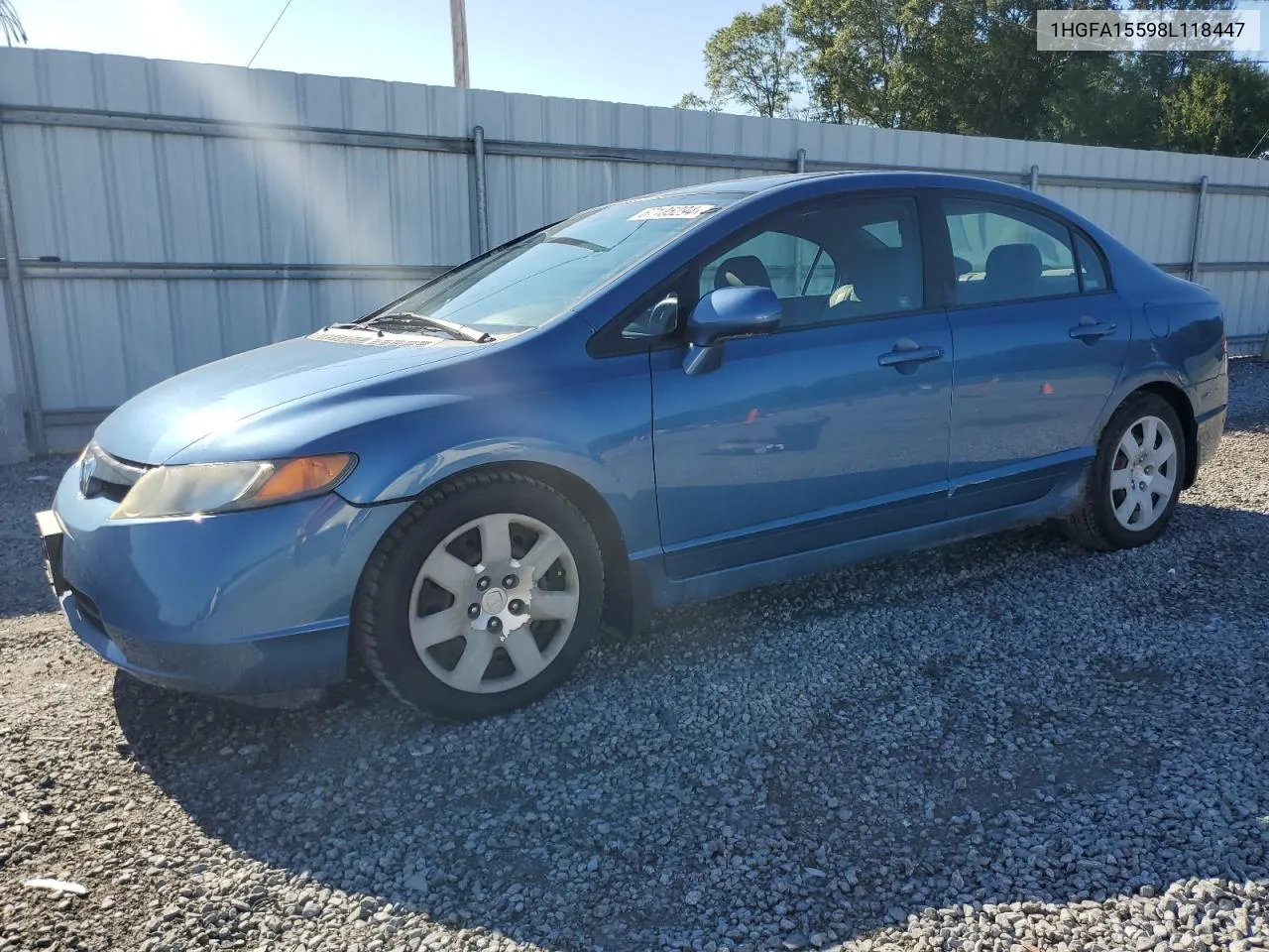 2008 Honda Civic Lx VIN: 1HGFA15598L118447 Lot: 67105294