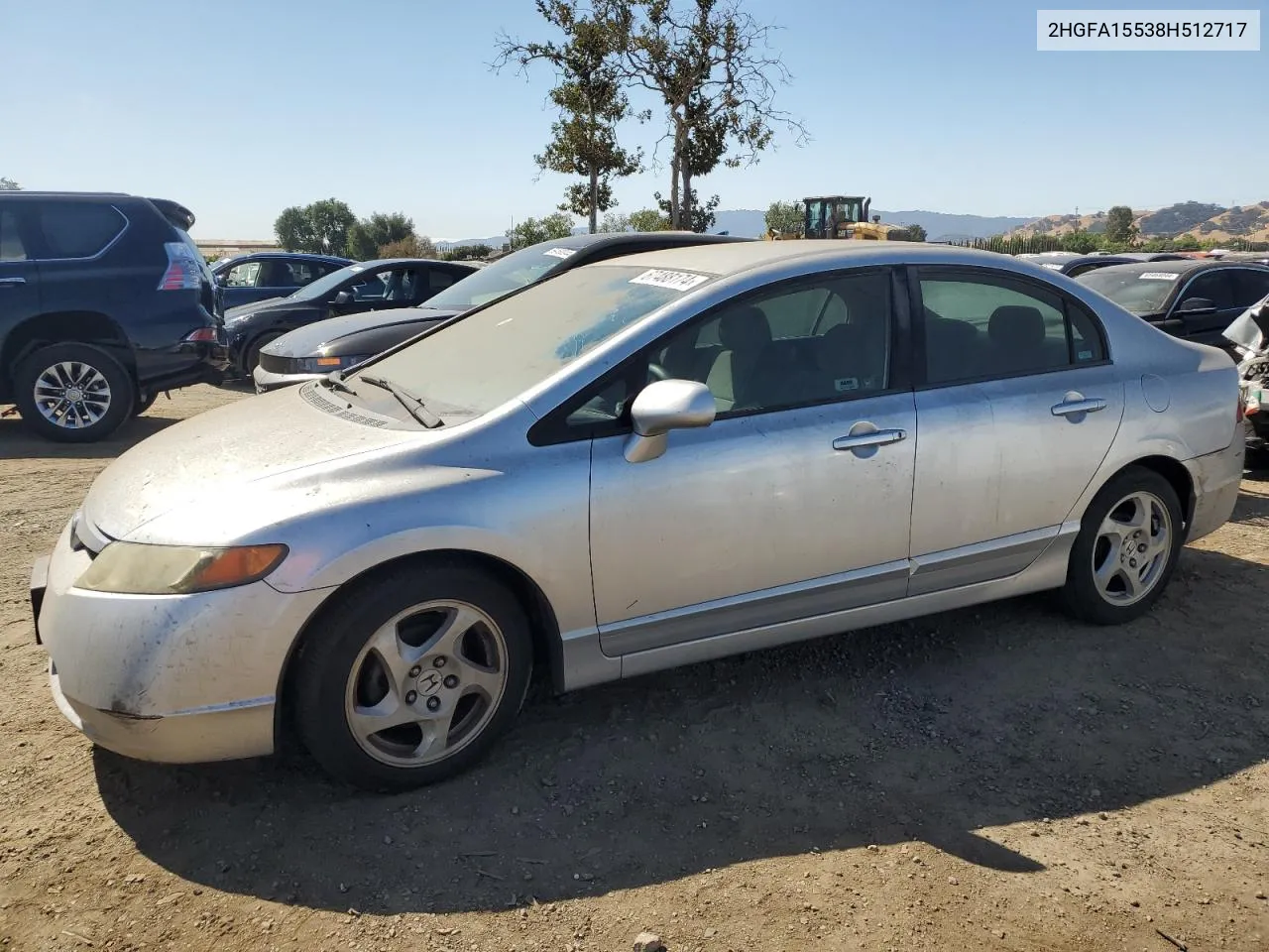 2008 Honda Civic Lx VIN: 2HGFA15538H512717 Lot: 67488174