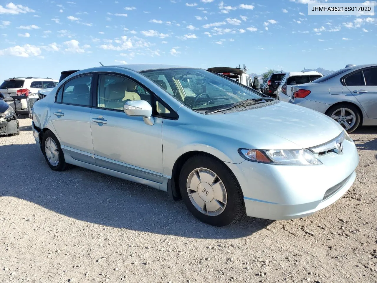 2008 Honda Civic Hybrid VIN: JHMFA36218S017020 Lot: 68101694