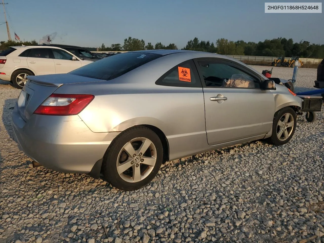 2008 Honda Civic Ex VIN: 2HGFG11868H524648 Lot: 69883914