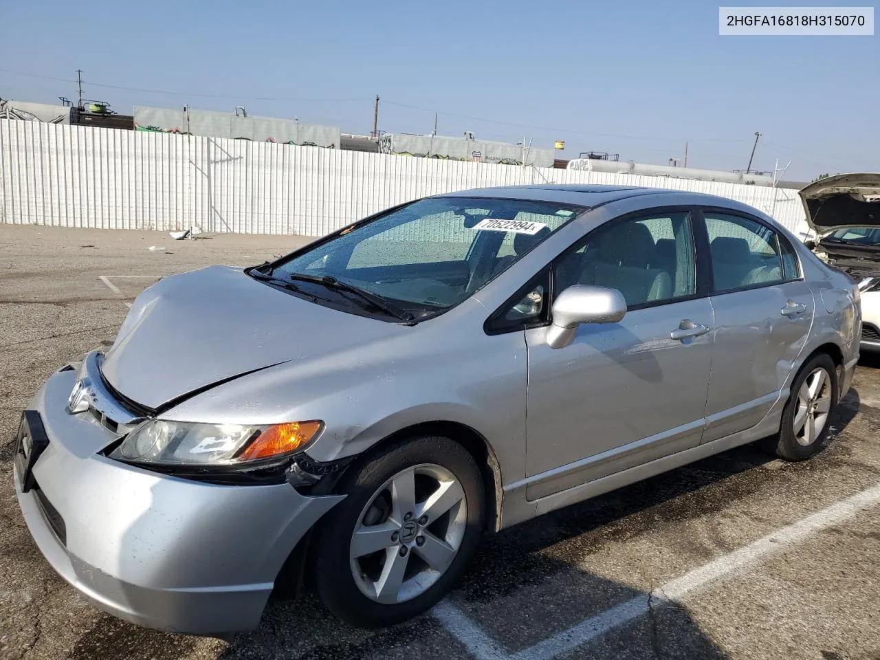 2008 Honda Civic Ex VIN: 2HGFA16818H315070 Lot: 70522994