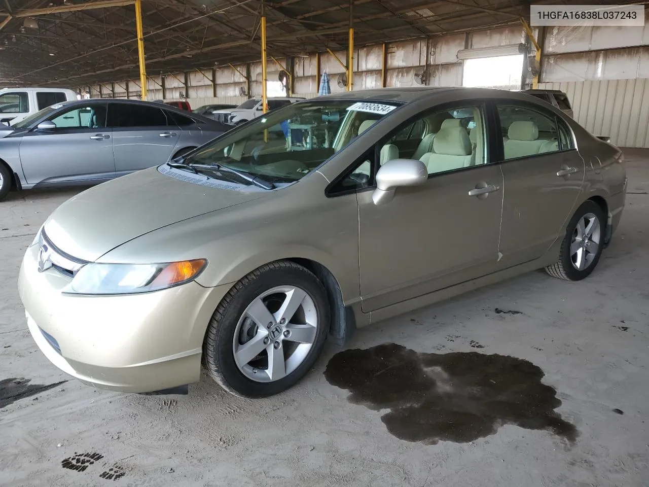 2008 Honda Civic Ex VIN: 1HGFA16838L037243 Lot: 70893634