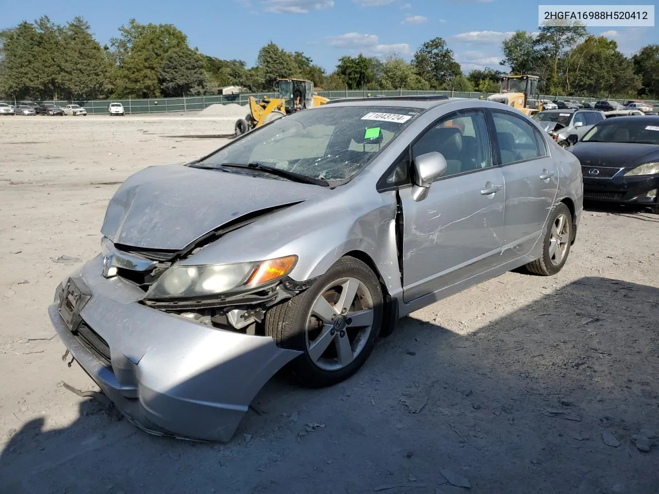 2008 Honda Civic Exl VIN: 2HGFA16988H520412 Lot: 71043724