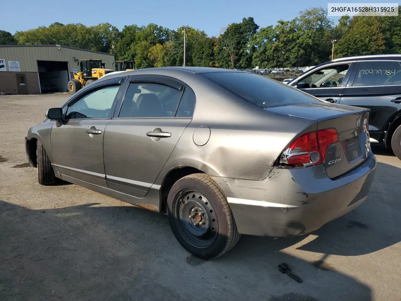 2008 Honda Civic Lx VIN: 2HGFA16528H315925 Lot: 71247544