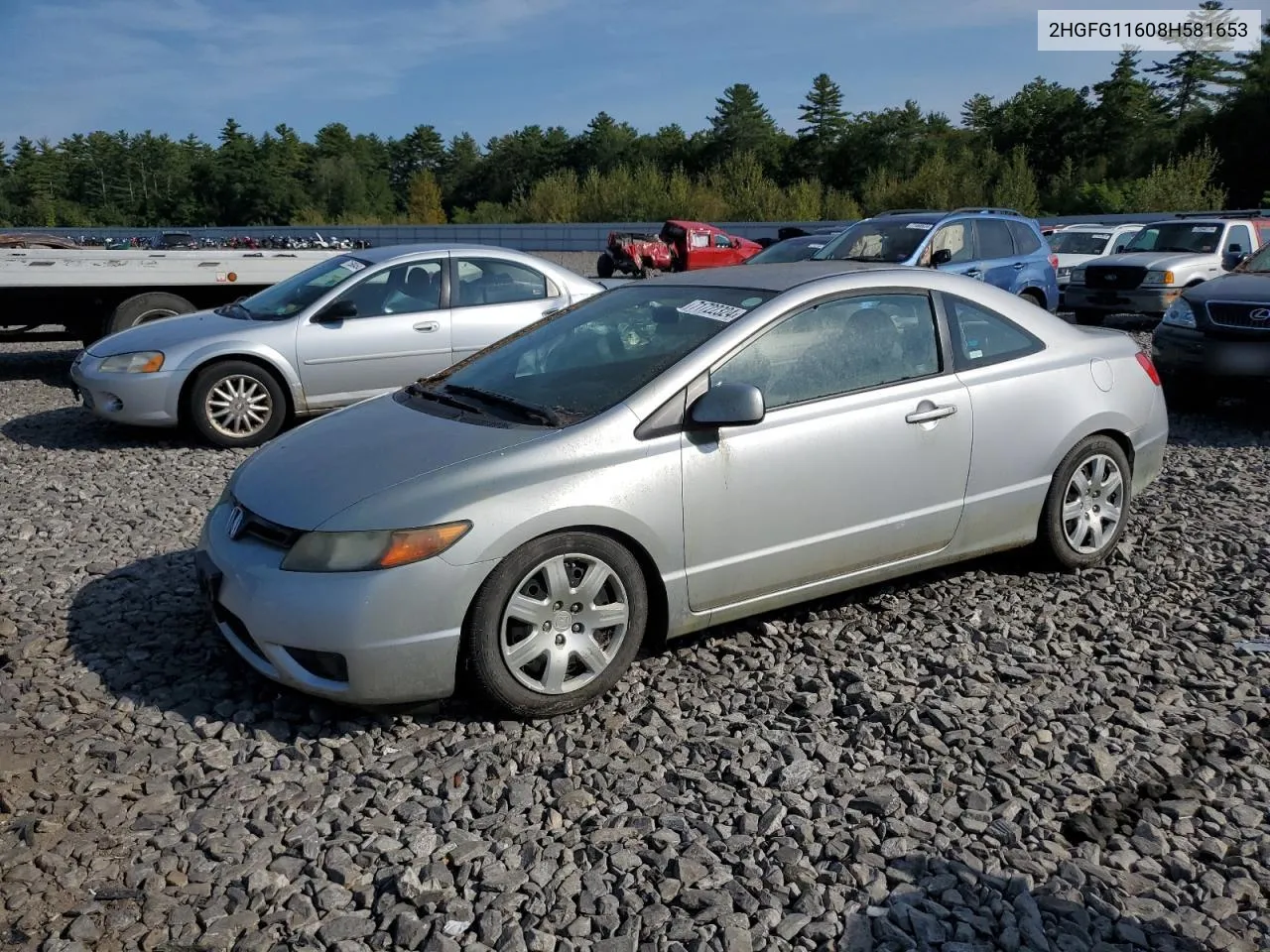 2008 Honda Civic Lx VIN: 2HGFG11608H581653 Lot: 71722324