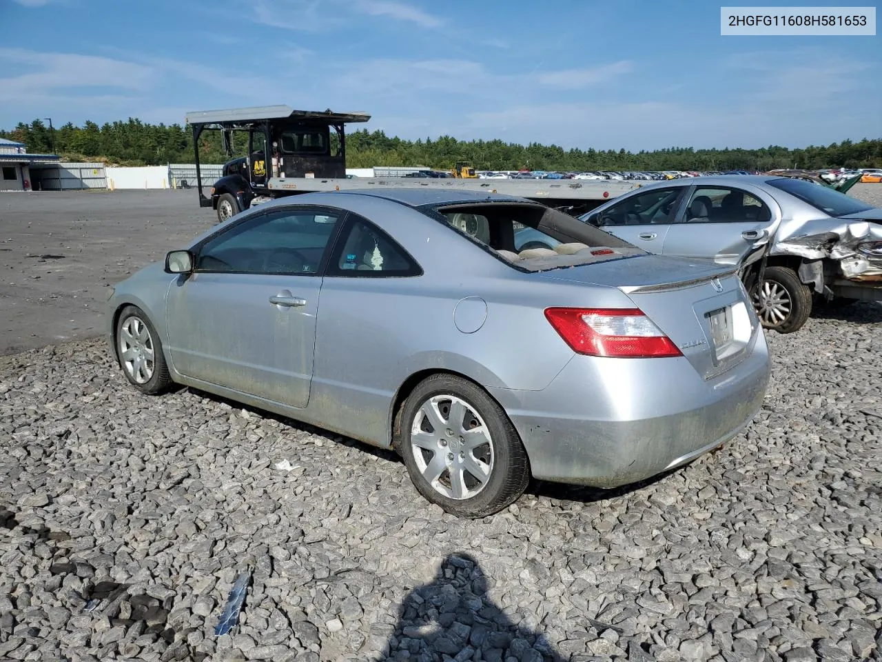 2008 Honda Civic Lx VIN: 2HGFG11608H581653 Lot: 71722324