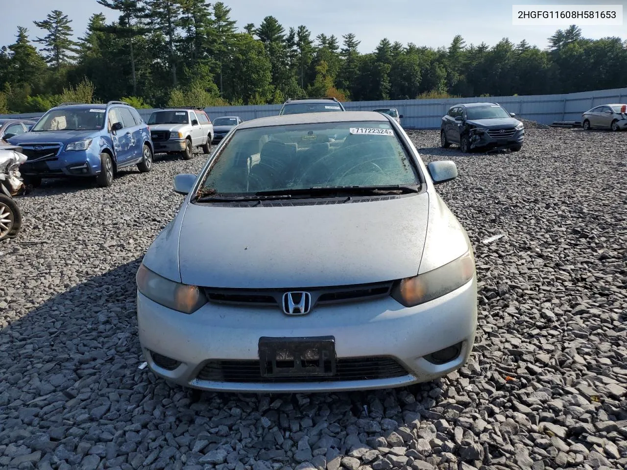 2008 Honda Civic Lx VIN: 2HGFG11608H581653 Lot: 71722324