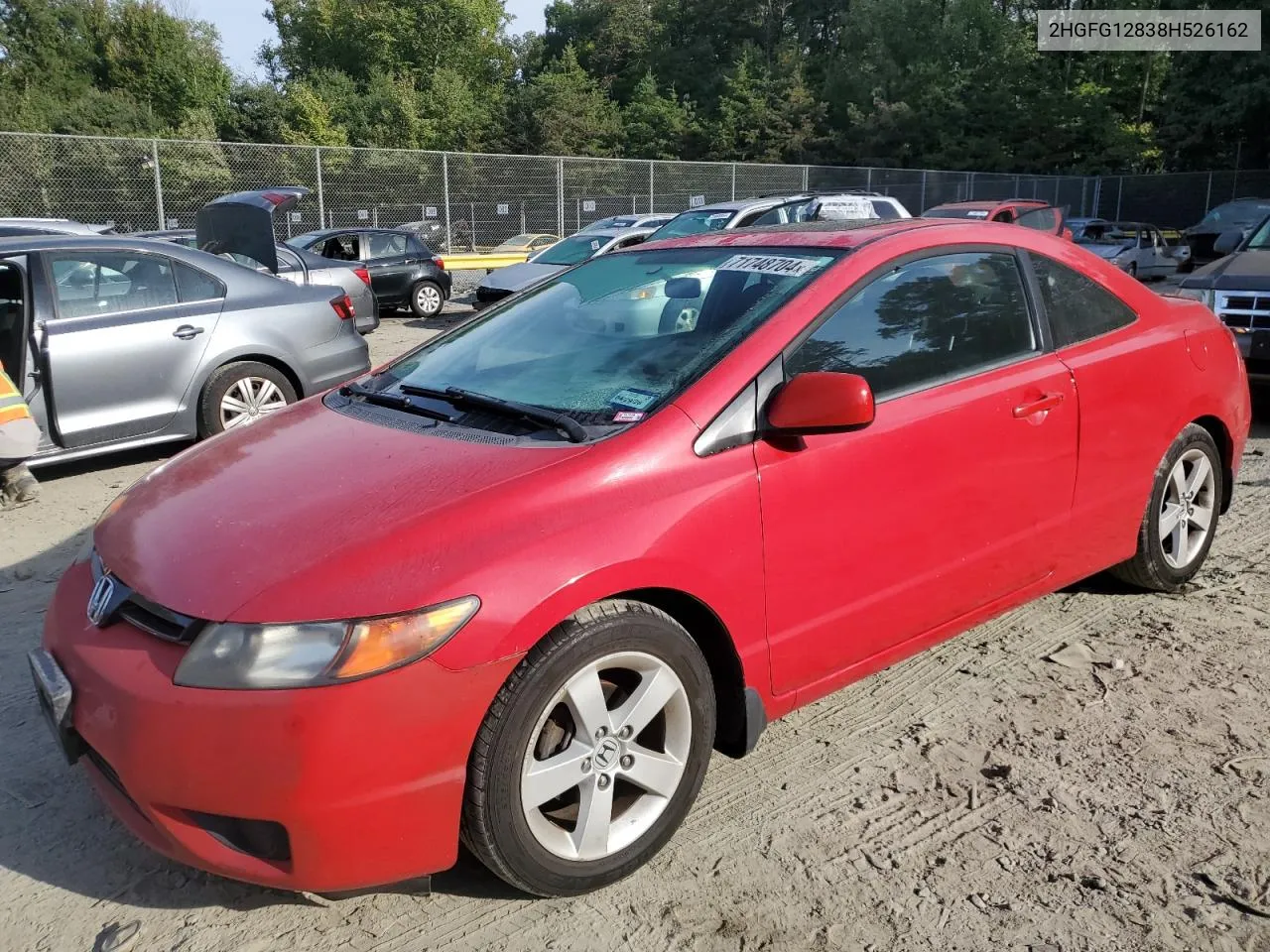 2008 Honda Civic Ex VIN: 2HGFG12838H526162 Lot: 71748704