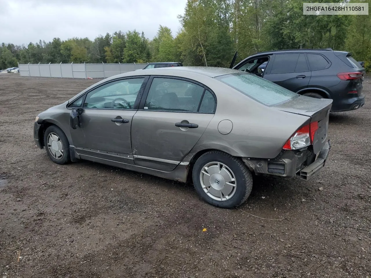 2008 Honda Civic Dx-G VIN: 2HGFA16428H110581 Lot: 71777344