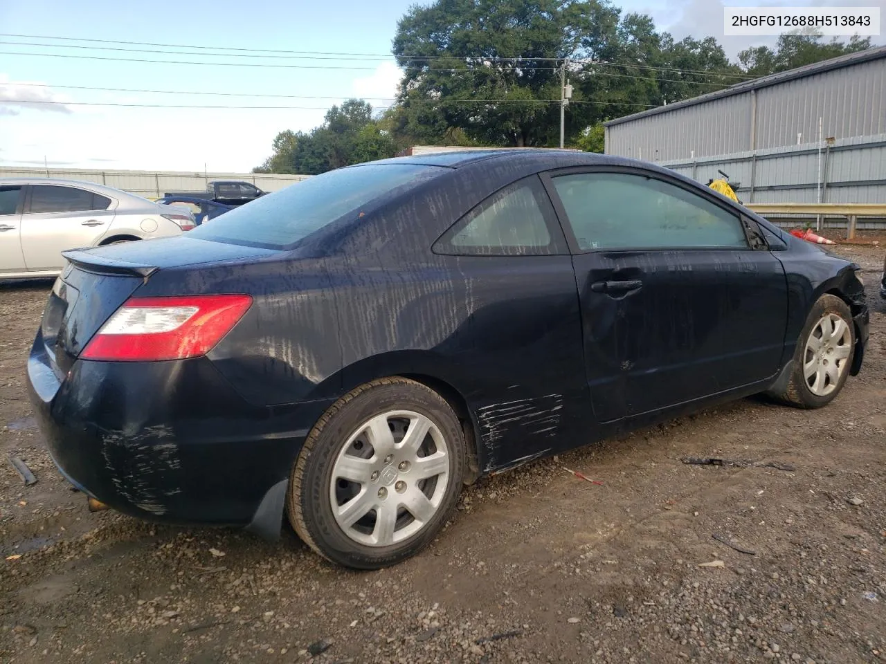 2008 Honda Civic Lx VIN: 2HGFG12688H513843 Lot: 72315434