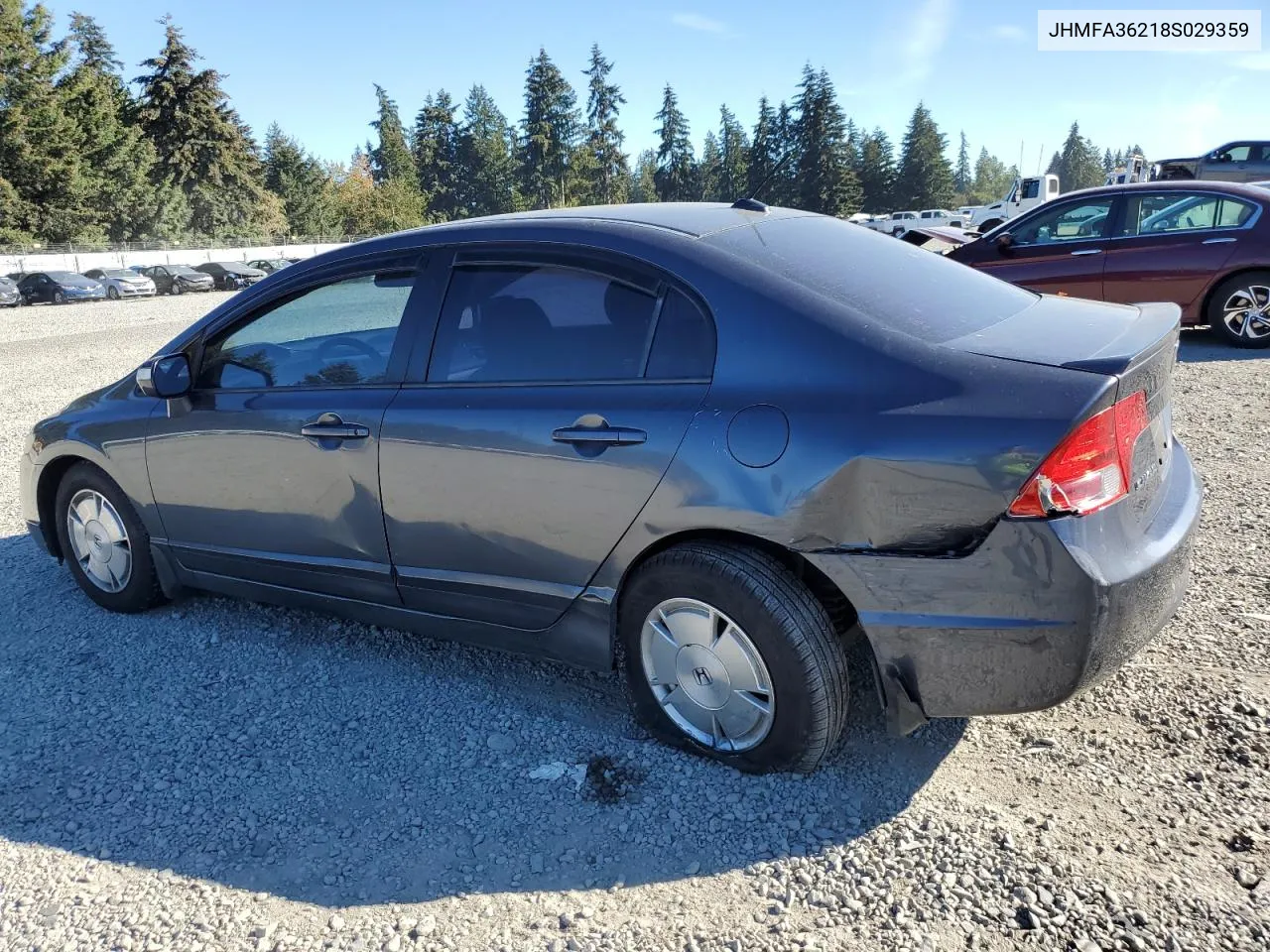 2008 Honda Civic Hybrid VIN: JHMFA36218S029359 Lot: 72610664