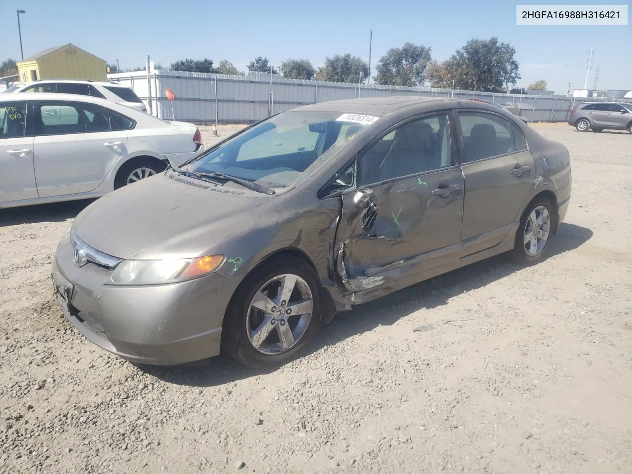 2008 Honda Civic Exl VIN: 2HGFA16988H316421 Lot: 74526514