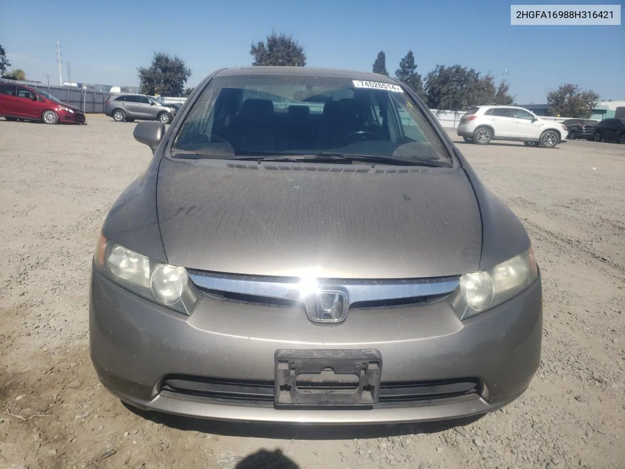 2008 Honda Civic Exl VIN: 2HGFA16988H316421 Lot: 74526514