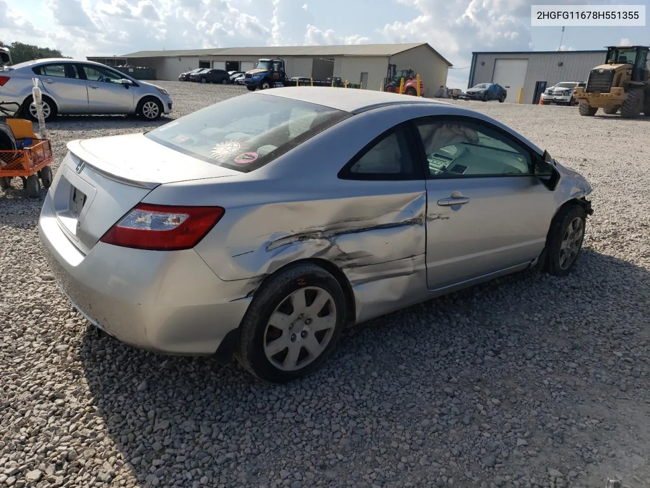 2008 Honda Civic Lx VIN: 2HGFG11678H551355 Lot: 74690164