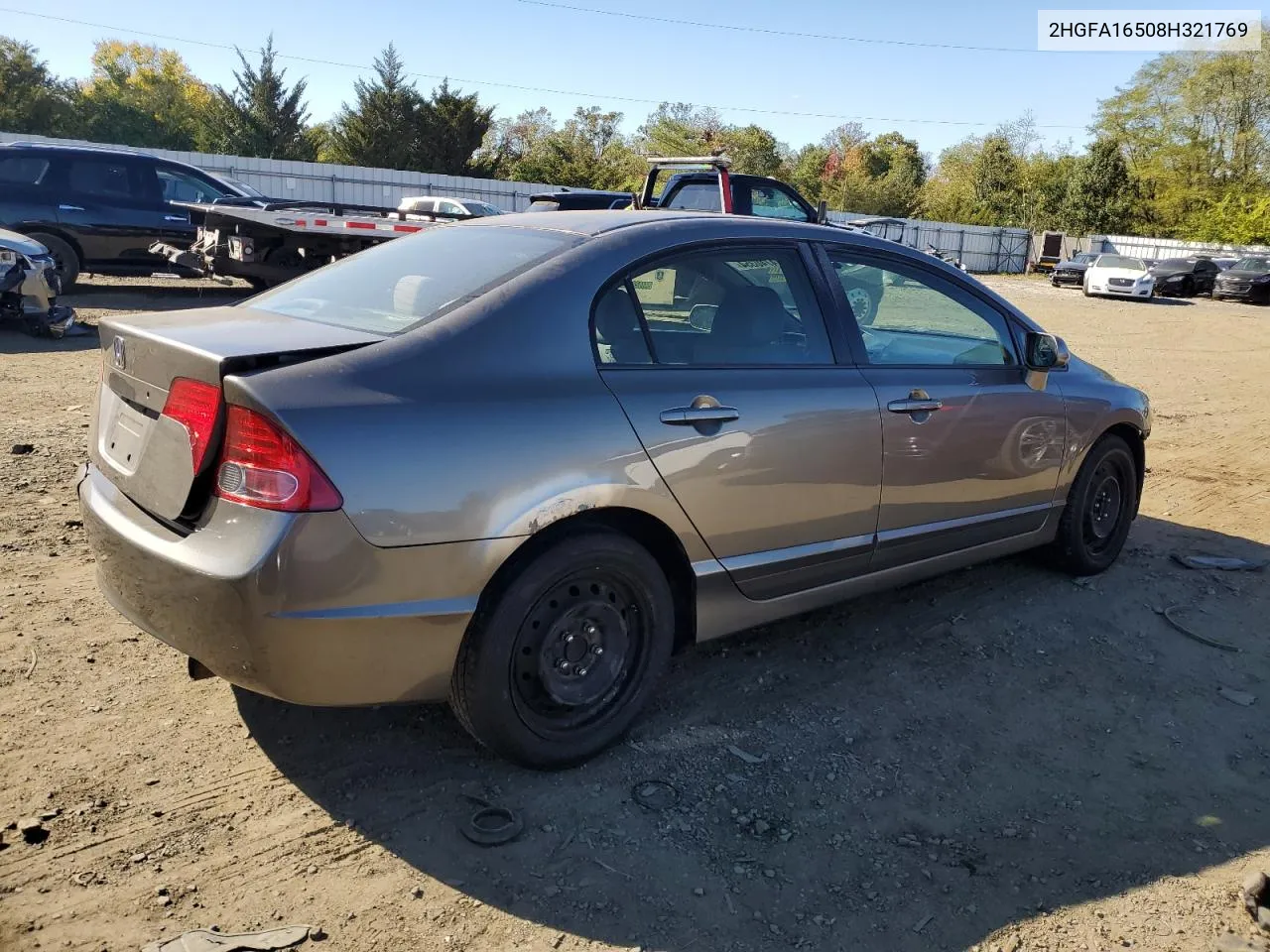 2008 Honda Civic Lx VIN: 2HGFA16508H321769 Lot: 74740354