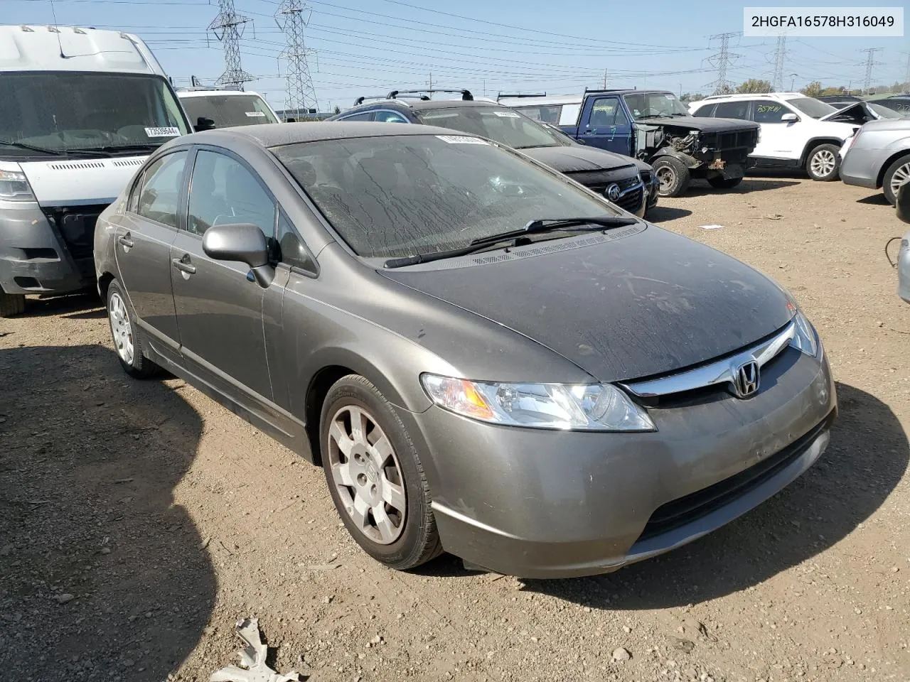 2008 Honda Civic Lx VIN: 2HGFA16578H316049 Lot: 74813374