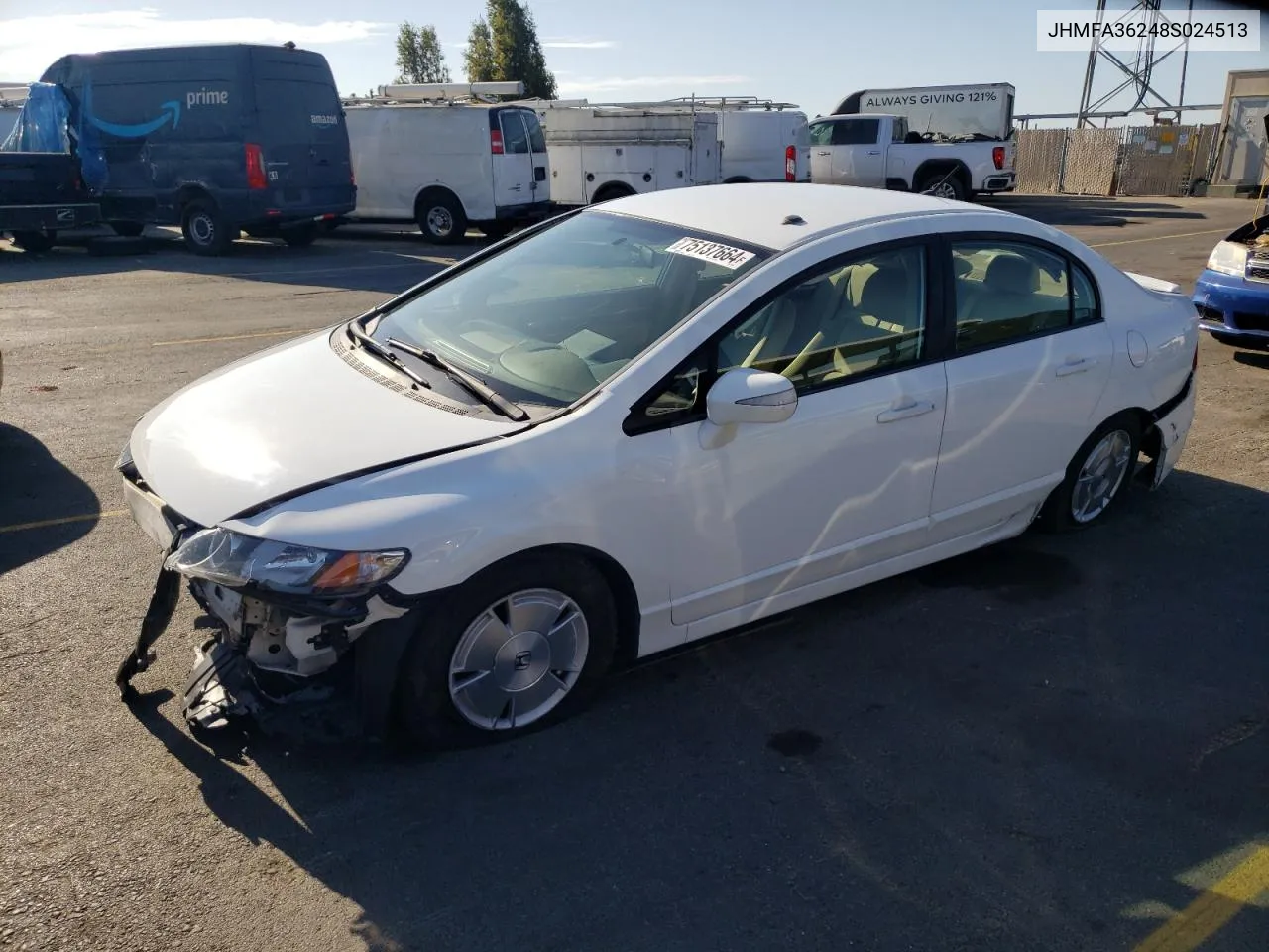 2008 Honda Civic Hybrid VIN: JHMFA36248S024513 Lot: 75137664