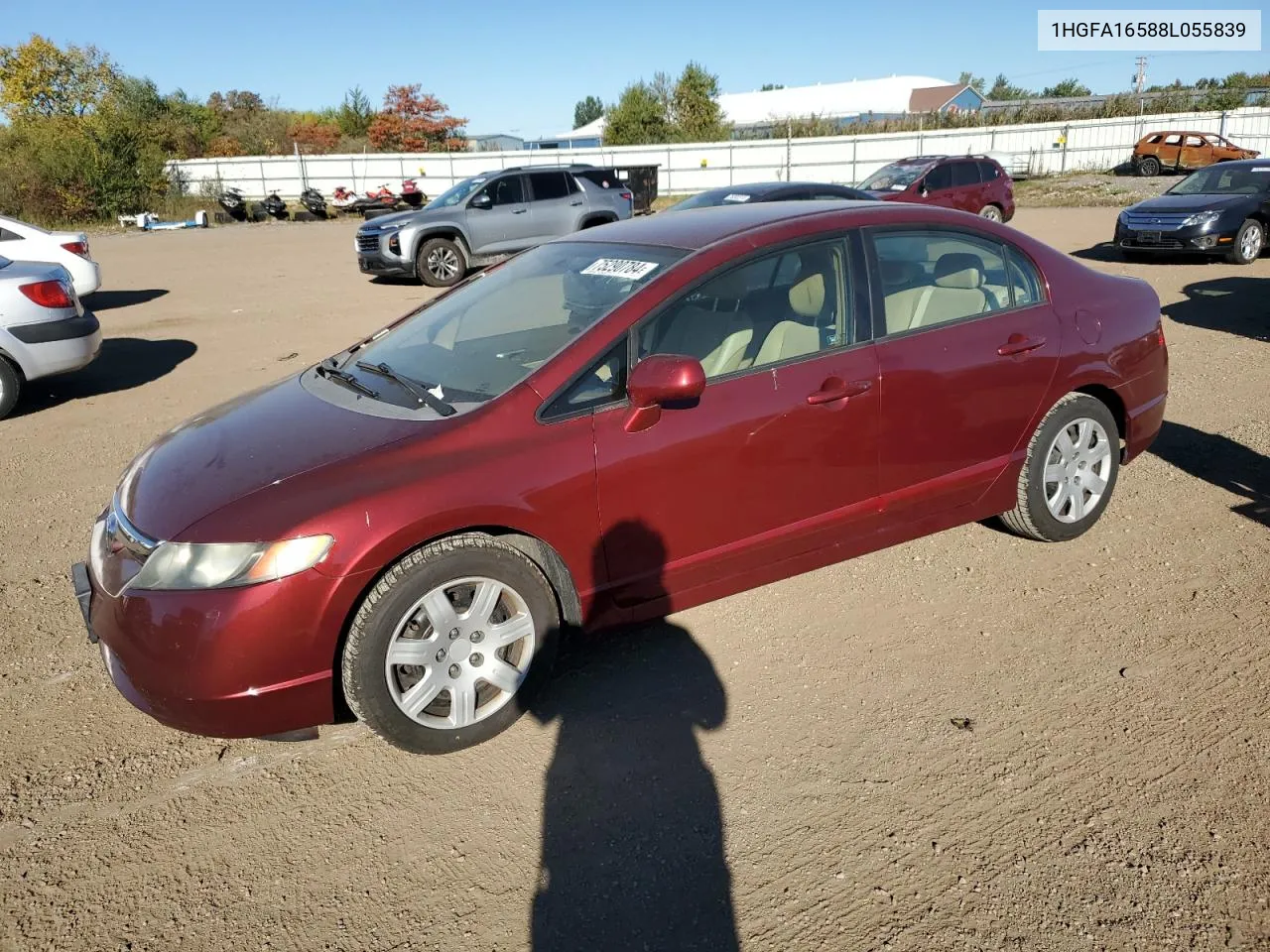 2008 Honda Civic Lx VIN: 1HGFA16588L055839 Lot: 75290784