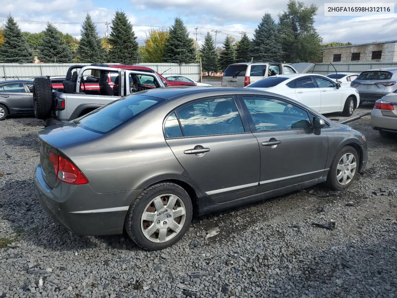 2008 Honda Civic Lx VIN: 2HGFA16598H312116 Lot: 75666804