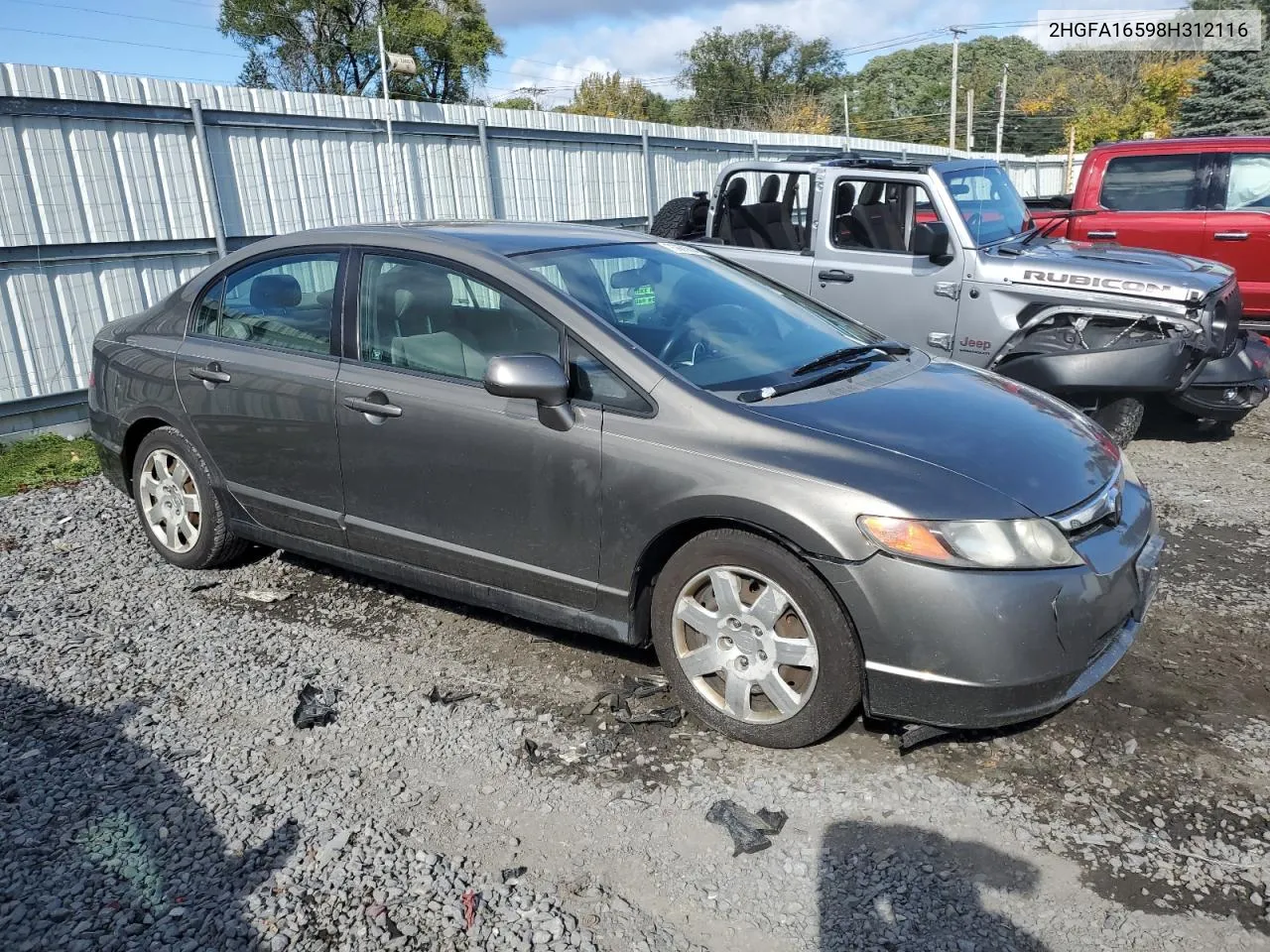 2008 Honda Civic Lx VIN: 2HGFA16598H312116 Lot: 75666804