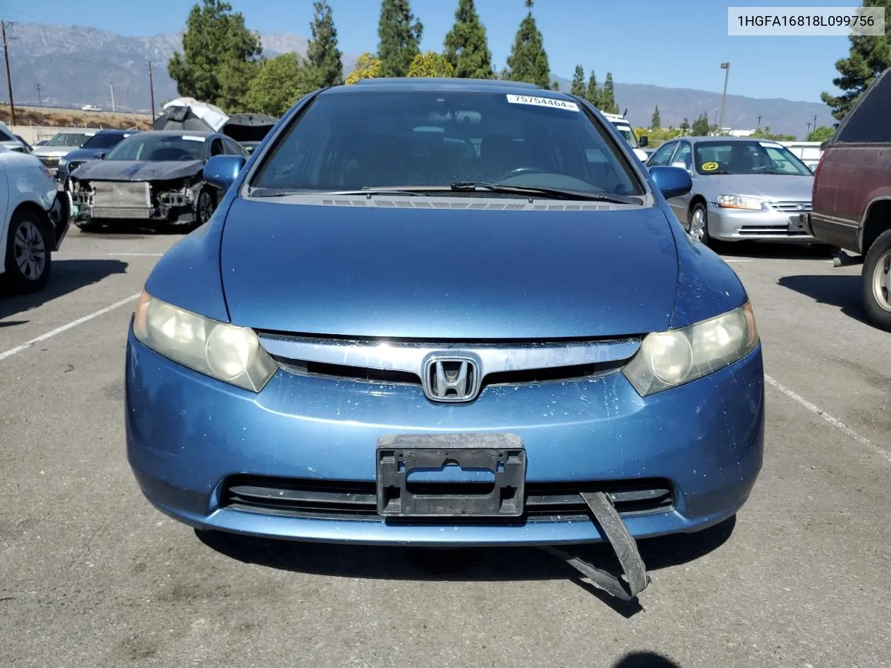 2008 Honda Civic Ex VIN: 1HGFA16818L099756 Lot: 75754464