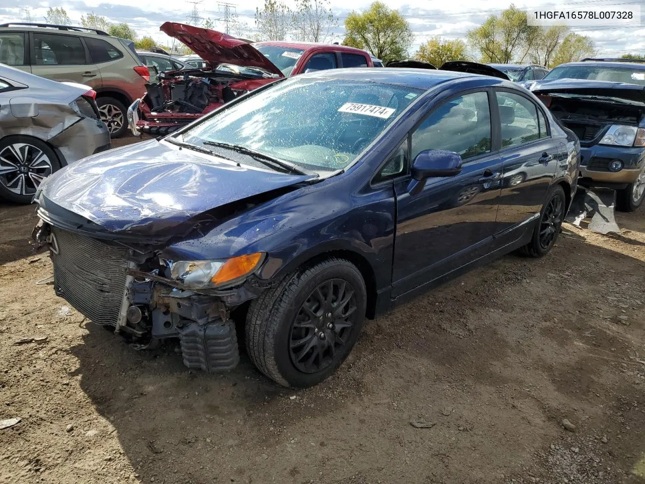 2008 Honda Civic Lx VIN: 1HGFA16578L007328 Lot: 75917474