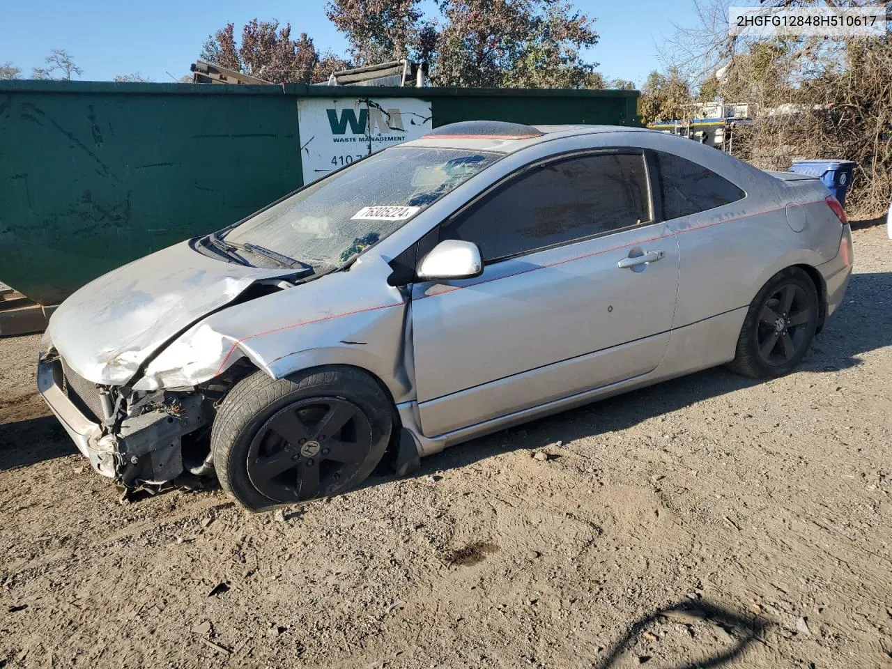 2008 Honda Civic Ex VIN: 2HGFG12848H510617 Lot: 76305224