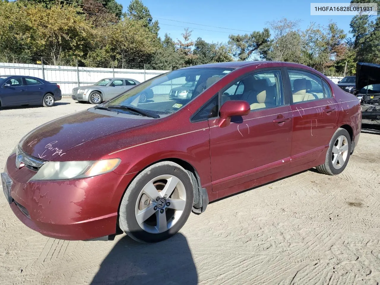 2008 Honda Civic Ex VIN: 1HGFA16828L081931 Lot: 76470114