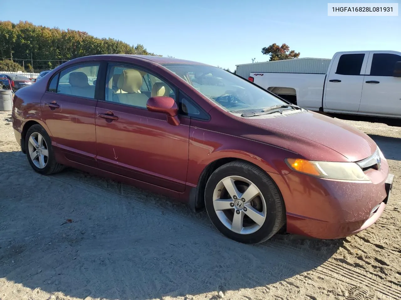 2008 Honda Civic Ex VIN: 1HGFA16828L081931 Lot: 76470114