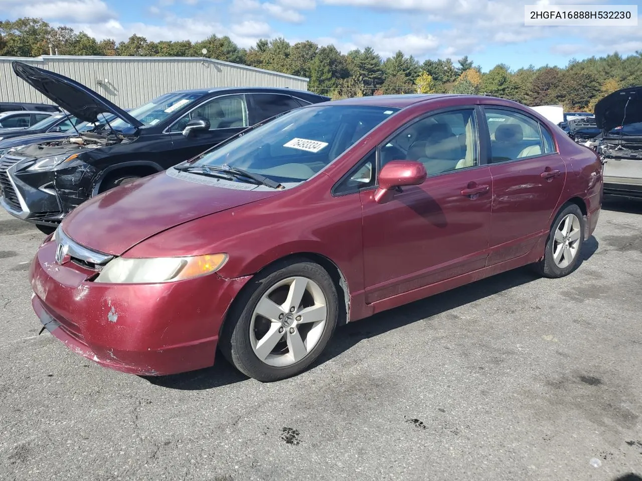 2008 Honda Civic Ex VIN: 2HGFA16888H532230 Lot: 76493334