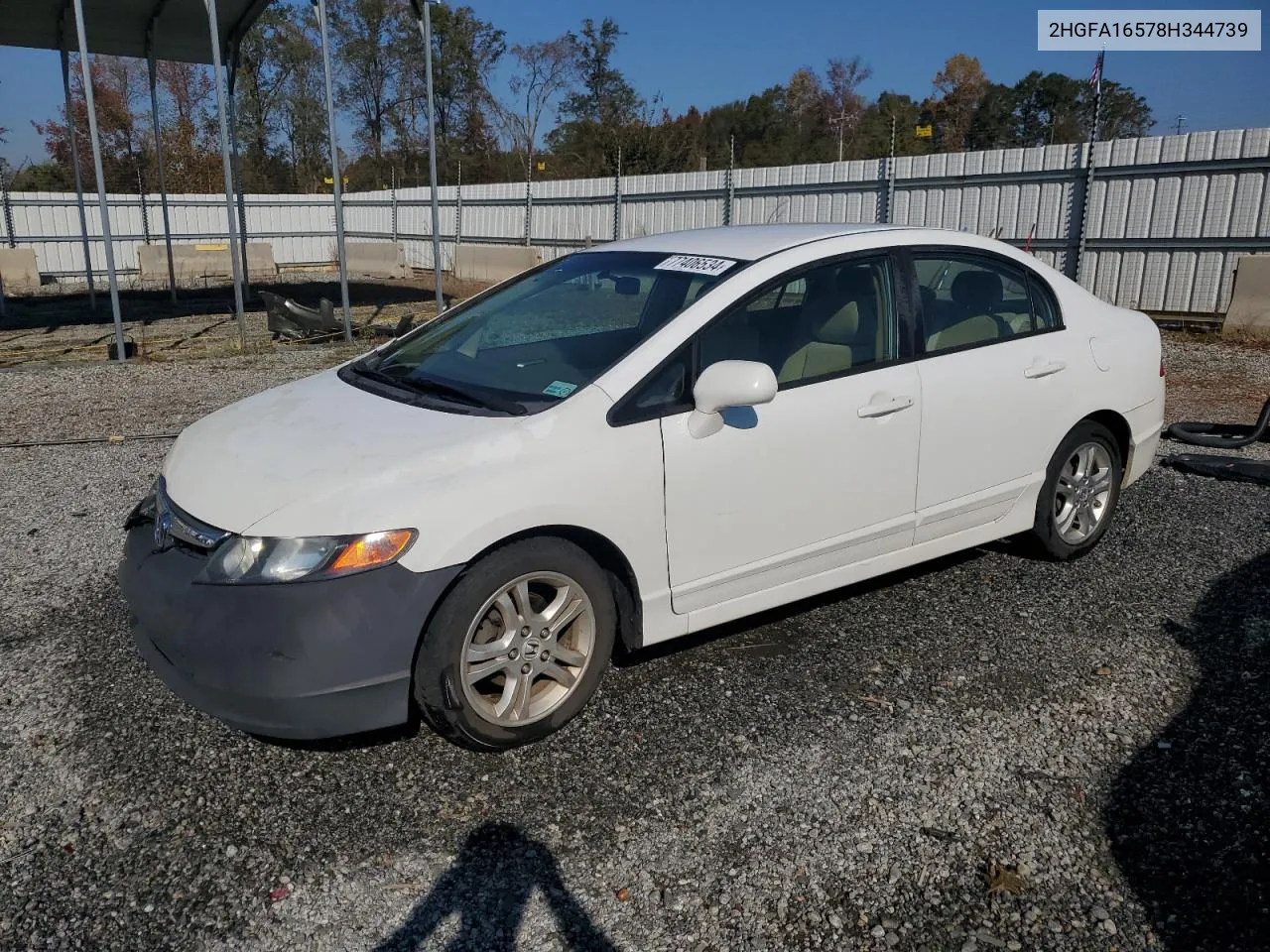 2008 Honda Civic Lx VIN: 2HGFA16578H344739 Lot: 77406534