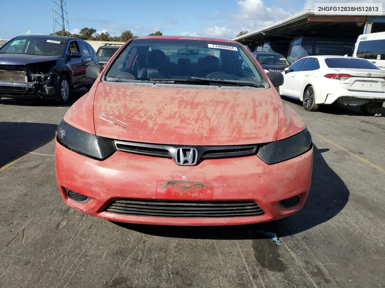 2008 Honda Civic Ex VIN: 2HGFG12838H512813 Lot: 77466034