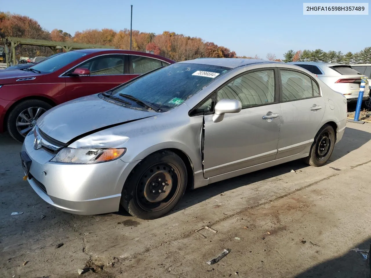 2008 Honda Civic Lx VIN: 2HGFA16598H357489 Lot: 78396694