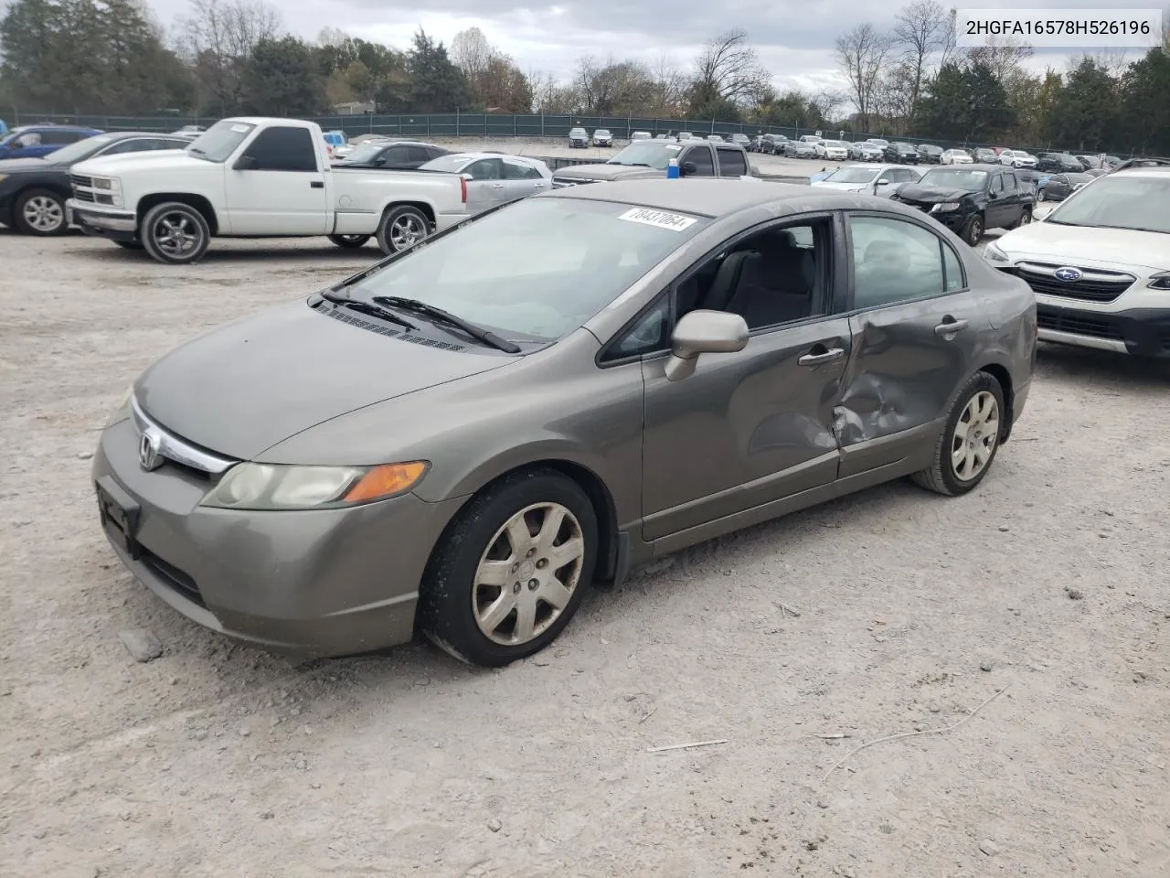 2008 Honda Civic Lx VIN: 2HGFA16578H526196 Lot: 78437064