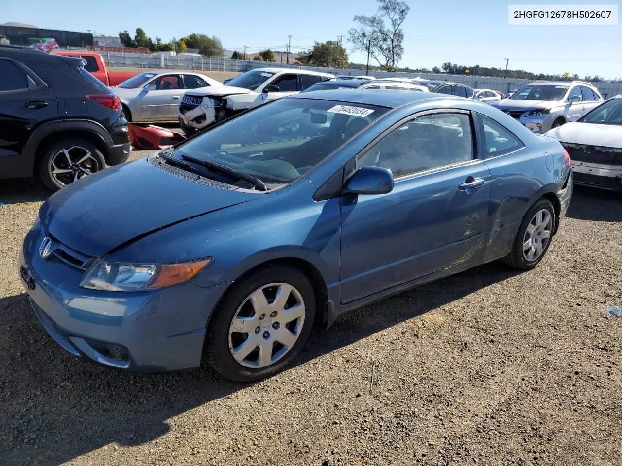 2008 Honda Civic Lx VIN: 2HGFG12678H502607 Lot: 78482034