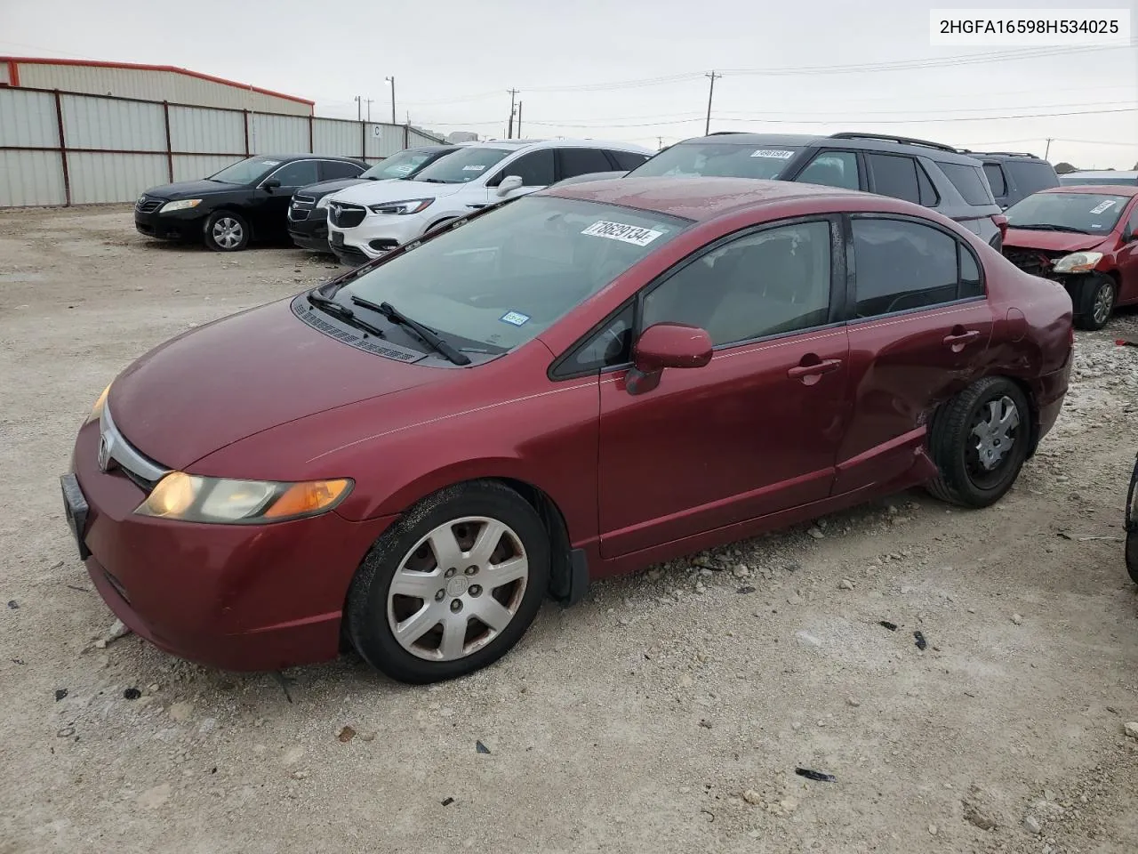 2008 Honda Civic Lx VIN: 2HGFA16598H534025 Lot: 78629134