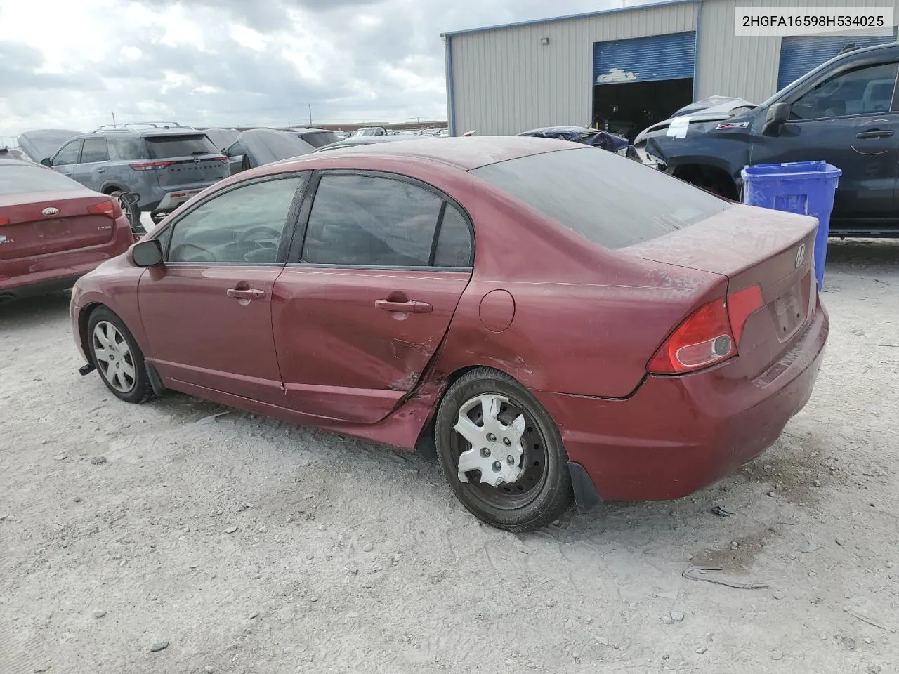 2008 Honda Civic Lx VIN: 2HGFA16598H534025 Lot: 78629134