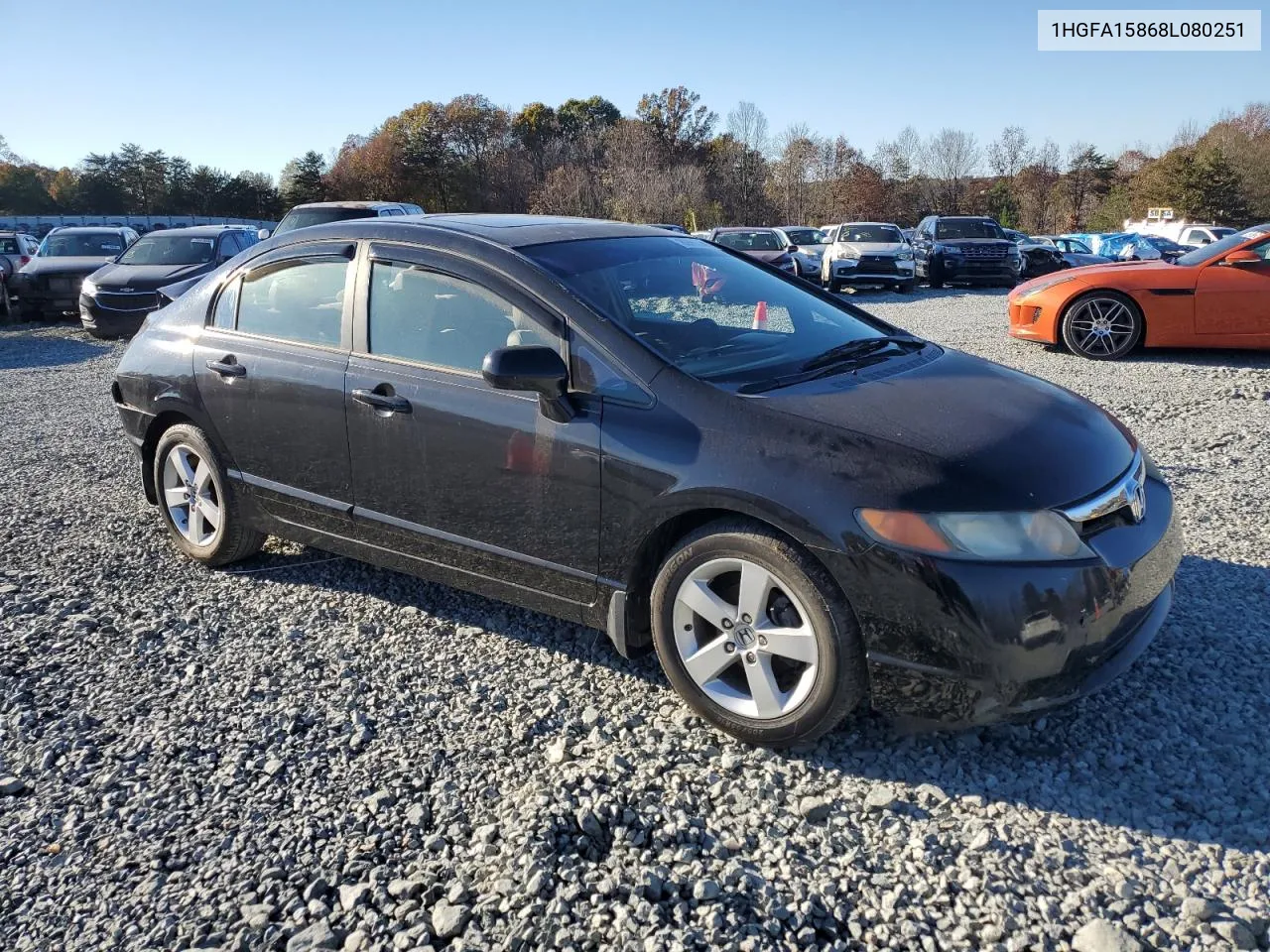 2008 Honda Civic Ex VIN: 1HGFA15868L080251 Lot: 80665984