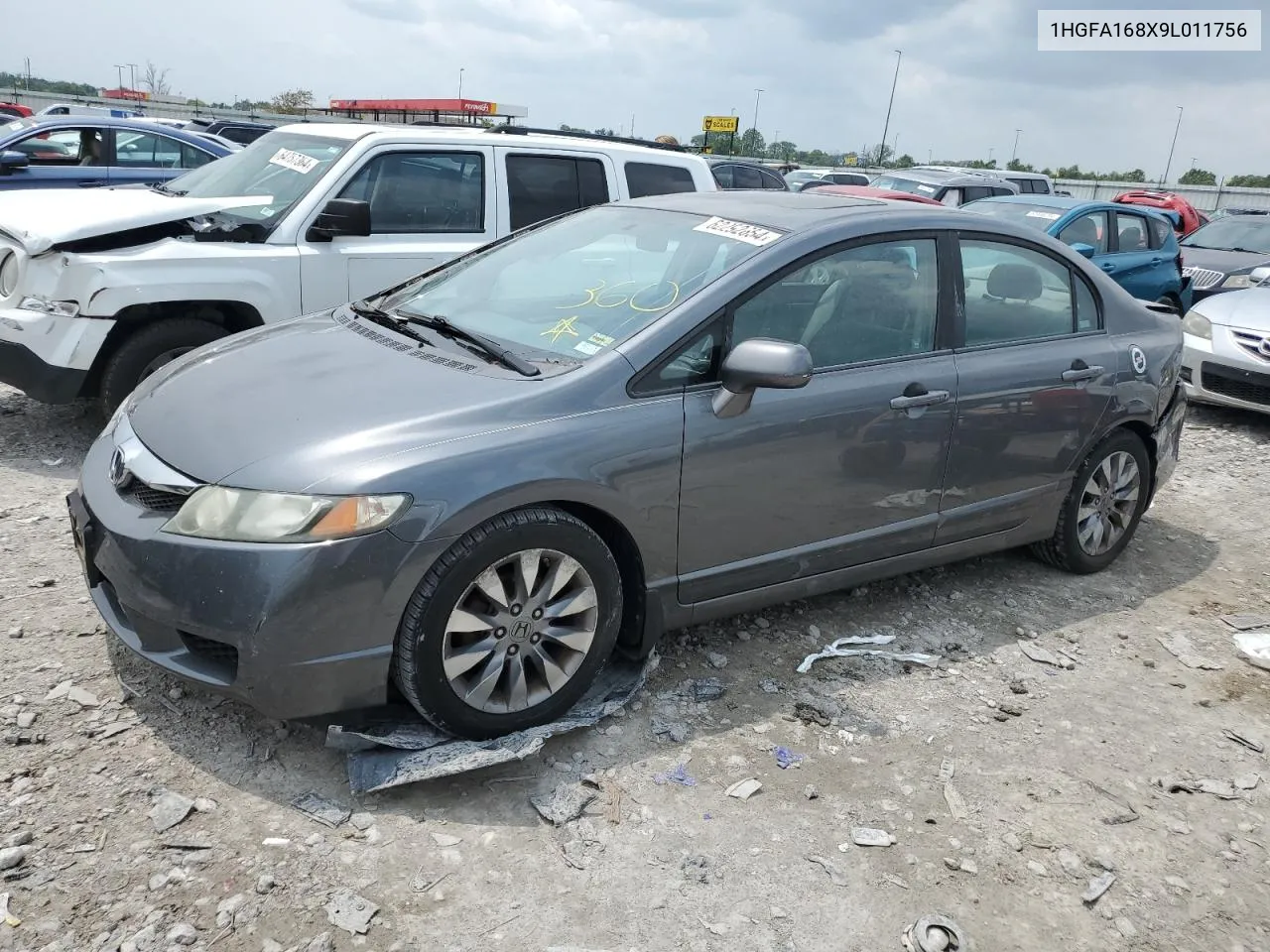 2009 Honda Civic Ex VIN: 1HGFA168X9L011756 Lot: 62292654