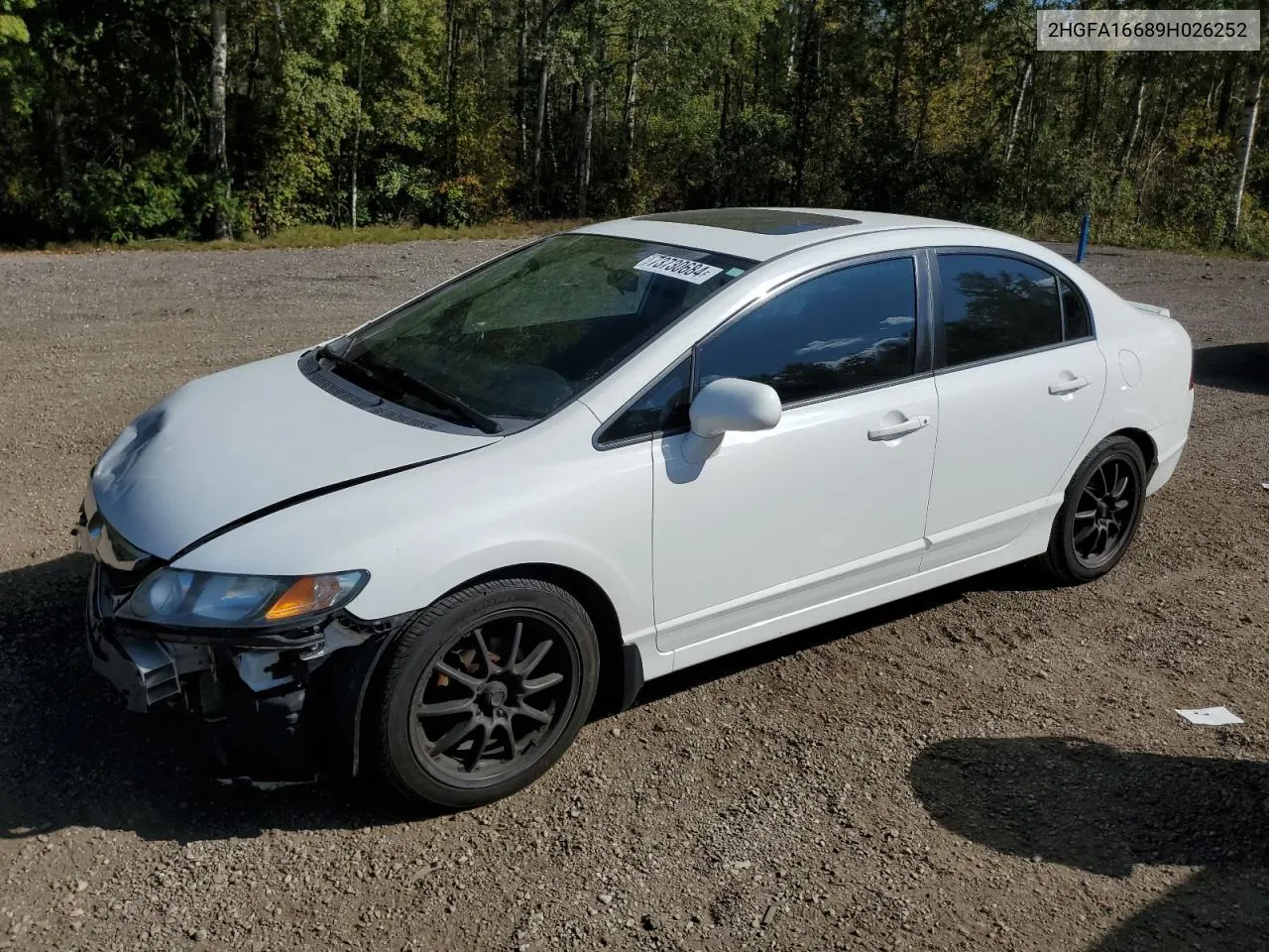 2009 Honda Civic Lx-S VIN: 2HGFA16689H026252 Lot: 73730684