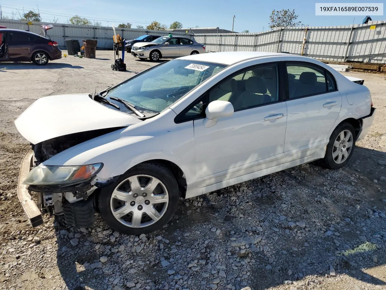 2009 Honda Civic Lx VIN: 19XFA16589E007539 Lot: 73889454