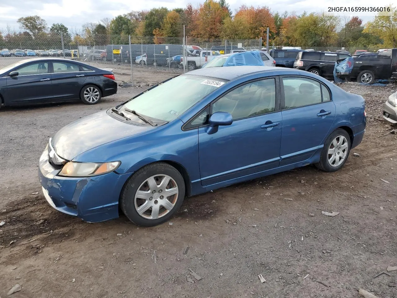 2009 Honda Civic Lx VIN: 2HGFA16599H366016 Lot: 75525194